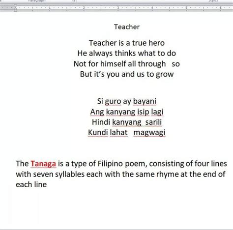 tanaga 4 lines 7 syllables examples brainly|Tanaga Example .